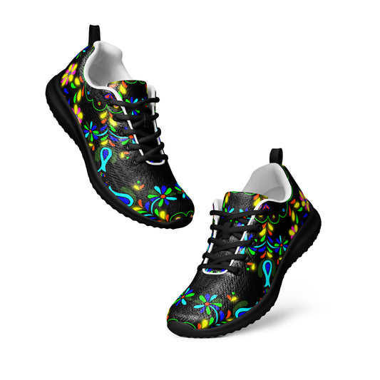 Békés Csabi women’s athletic shoes – vibrant psychedelic design on white background