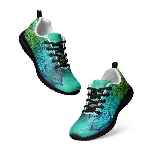 Fire Mandala men’s athletic shoes – side view on white background