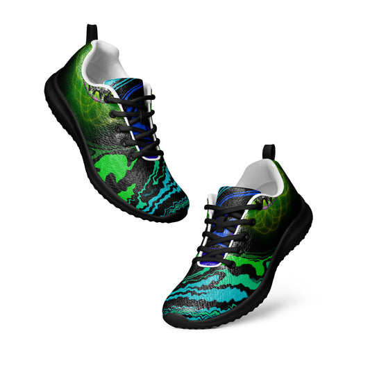 Spectral Flow – Men’s athletic shoes with psychedelic wave pattern, side view